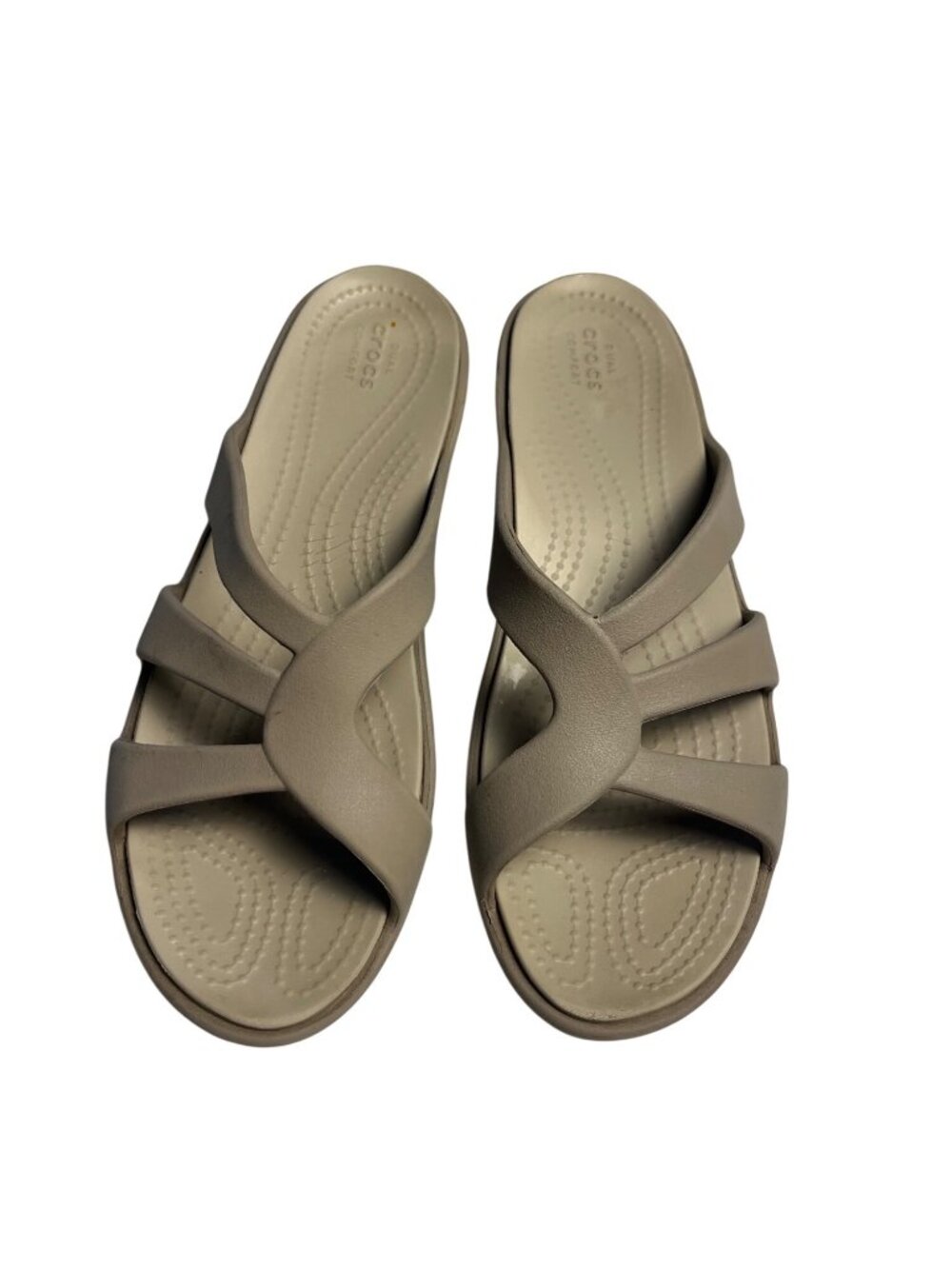 Crocs Beige Dual Comfort Slip-On Sandals 8 Lightweight Casual comfort summer